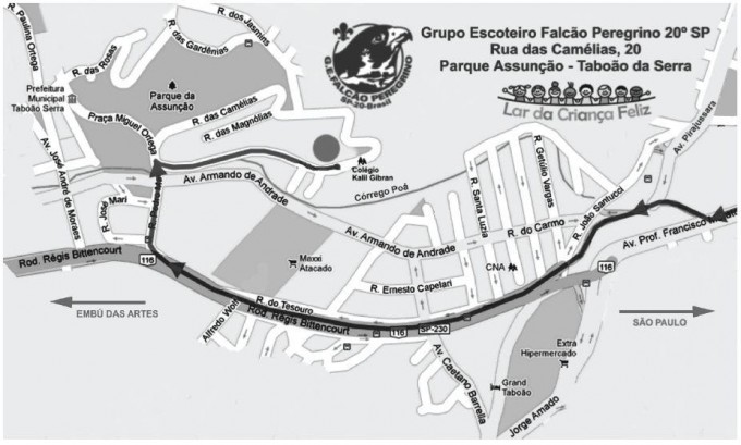 Mapa para chegar na nova sede